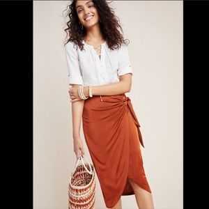 Anthropologie Maeve Rust Petra Tie Skirt
